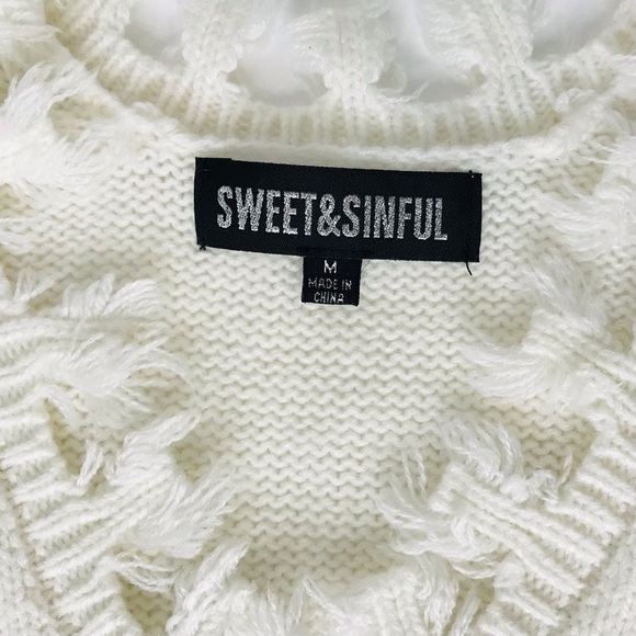 Oversized Soft Knit Chewed Hem Pink Stars V Neck Sweater - Picture 8 of 9